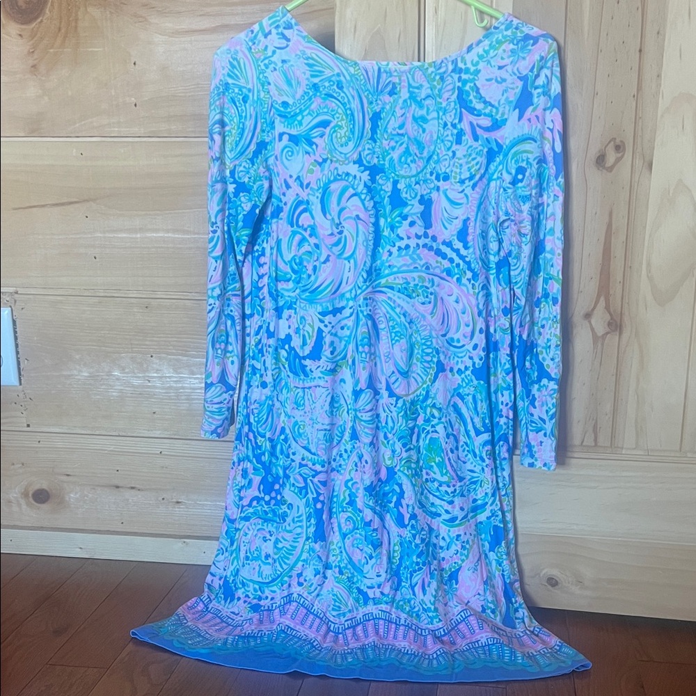 Lilly Pulitzer Vibrant Blue and Pink Long Sleeve Dress